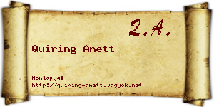 Quiring Anett névjegykártya